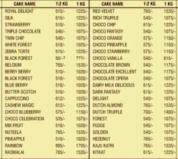 Sugar & Love Cake Studio menu 