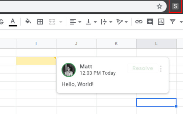 Show Google Spreadsheet comments chrome extension