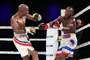 Boxers Michael Mokoena (L) fights Marcus Lebogo (R) for the Gauteng Junior Welterweight Title during the 2018 TLB Boxing at Time Square Arena, in Menlyn, Pretoria in April 2018.   