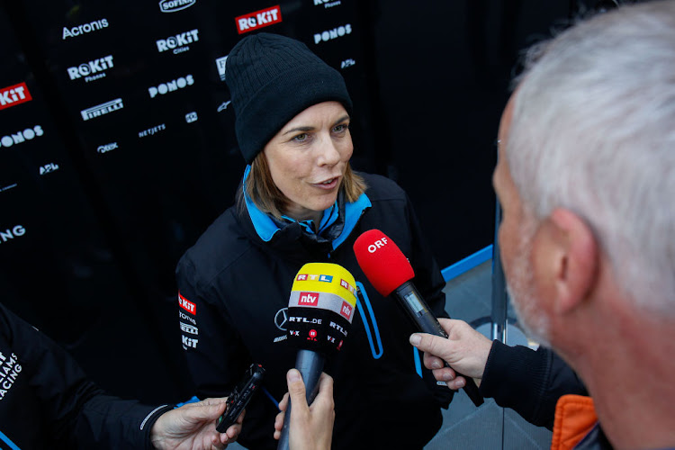 Claire Williams of Williams speaks to the media during day one of Formula 1 winter testing at Circuit de Barcelona-Catalunya on February 21 2020 in Montmelo, Spain.