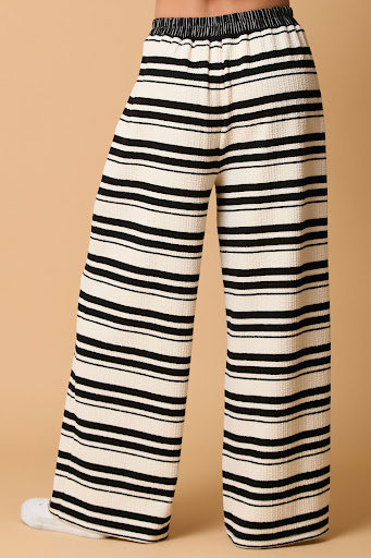 Title 12, Striped Long-sleeved Trousers Casual Loose Two-...