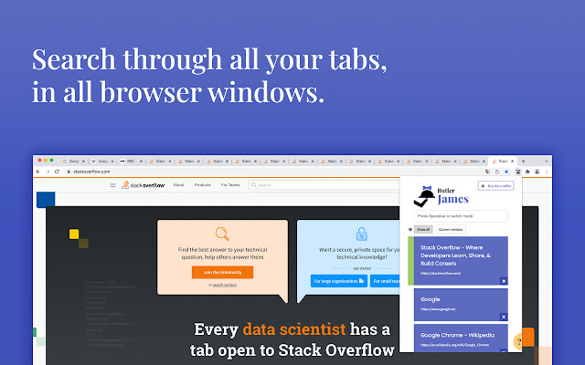 Butler James - The efficient tab manager chrome extension