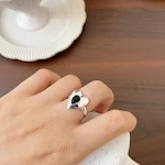 Black Agate Ring Silver