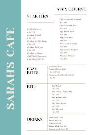 Sarah's Cafe menu 1