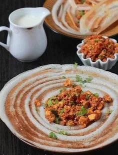 Paneer Masala Dosa+Sambar, Tomato Chutney, Coconut Chutney & Gunpowder