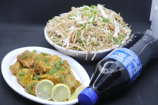 Chicken Hakka Noodles With Chicken Lemon Dry And Thums Up [600 Ml]