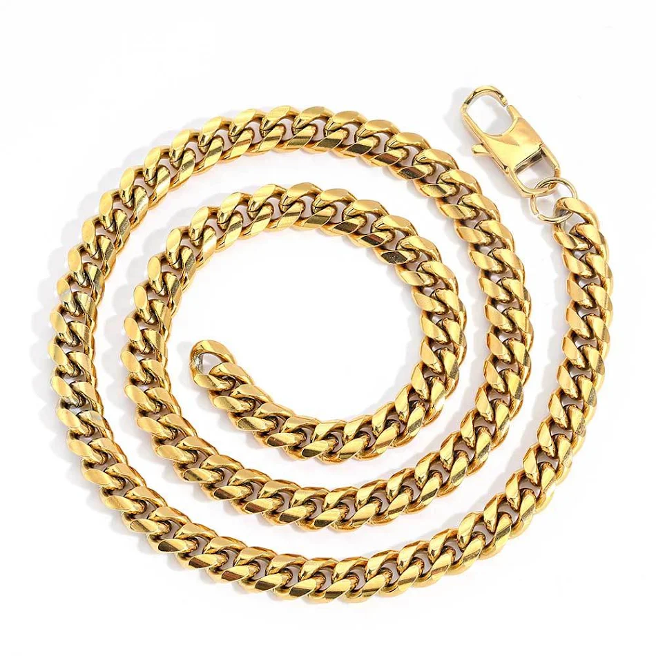 Hip Hop Ketting Titanium Staal Jeans Knop Ronde Slijp Encrypted RVS Cubaanse Ketting. Stoer & Duurzaam.