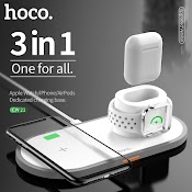 Đế Sạc Nhanh Sạc Không Dây Đa Năng Hoco Cw21 3 In 1 Chính Hãng