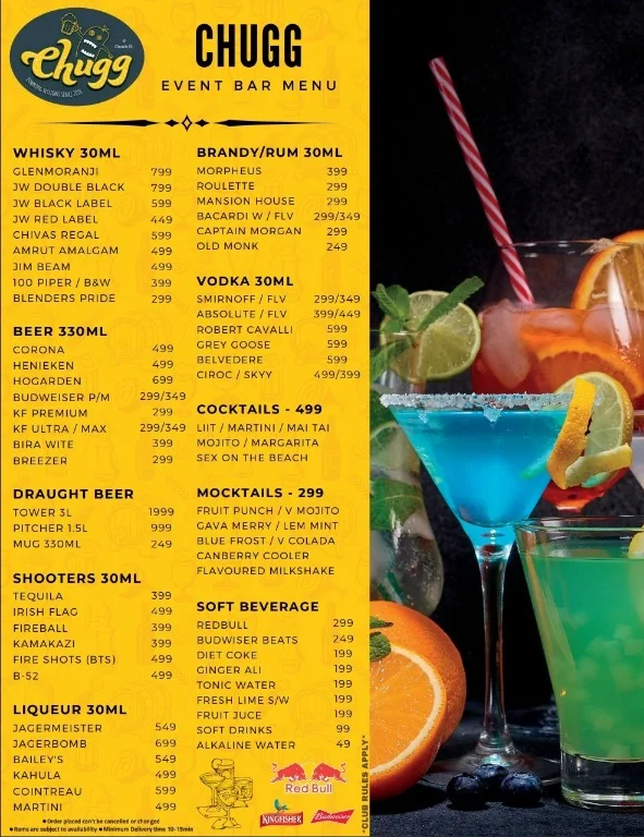 Chugg Gastro Bar menu 