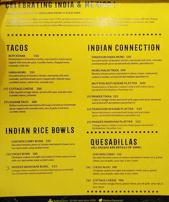 Rodeo Cantina & Kitchen menu 