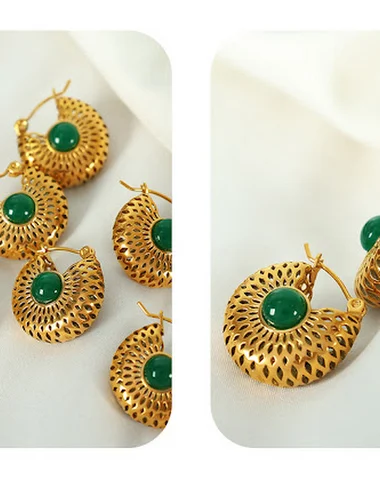 Pendientes Huecos de Oro con Aventu - 2