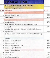 K P Meal Time menu 1