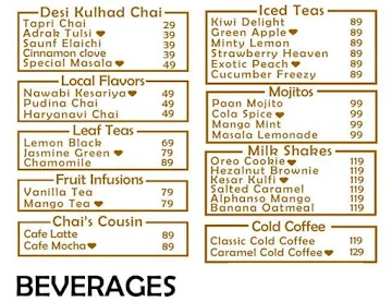 Tea Halt menu 