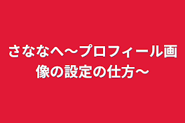 さななへ～プロフィール画像の設定の仕方～