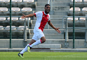 Tashreeq Morris of Ajax Cape Town celebrates goal during the National First Division 2018/19 football match between Ajax Cape Town and Mbombela United at Athlone Stadium, Cape Town on 23 December 2018.