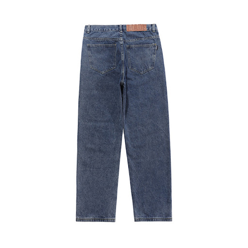 Title 1, Burnt-out technology loose straight-leg jeans f...