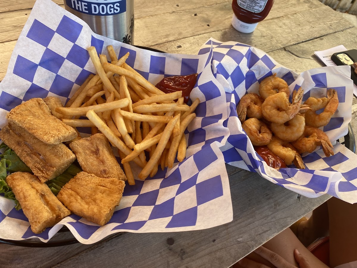 Gluten free fish and chips and shrimp