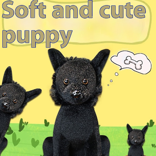 Title 5, Creative Little Black Dog Plush Toy Doll, a cud...