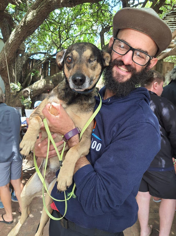 The visionary behind the Kenton 100 Miler, Mark Crandon, with his one-eyed dog Claudius.