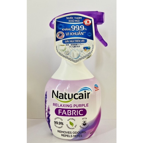 Nước Thơm Xịt Vải Khử Mùi Natucair Lavender Diệt Mạt Bụi Vi Khuẩn Gây Hại Giúp Nệm/Vải/Rèm/Sofa Luôn Thơm Mát Lâu 400Ml