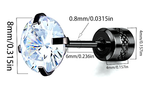 Title 1, Stainless Steel Four-Claw Round Double Zircon S...