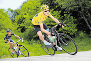 Race leader Chris Froome of Great Britain and Team Sky ahead of Alberto Contador of Spain and Team Saxo-Tinko during stage nine of the Tour de France yesterday