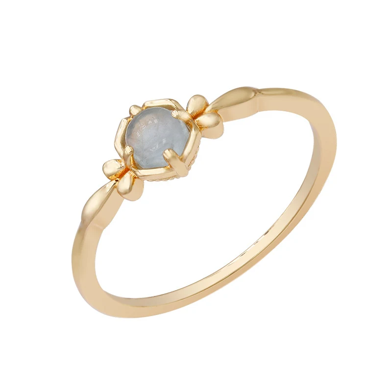 Anillo delgado de plata esterlina 925 chapado en oro con aguamarina natural, para un toque de elegancia sutil y diaria