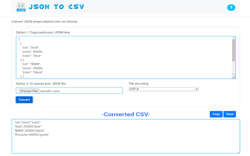 JSON til CSV