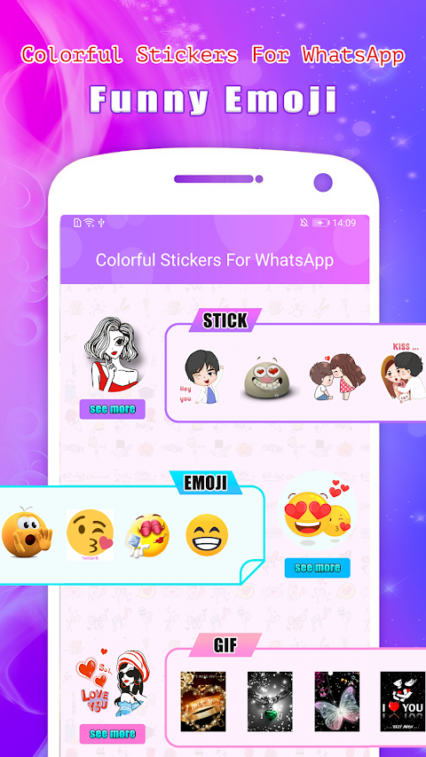 Colorful Stickers For WhatsApp-Funny Emojiのおすすめ画像1