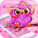 Pink Cartoon Big Eye Owl Theme icon