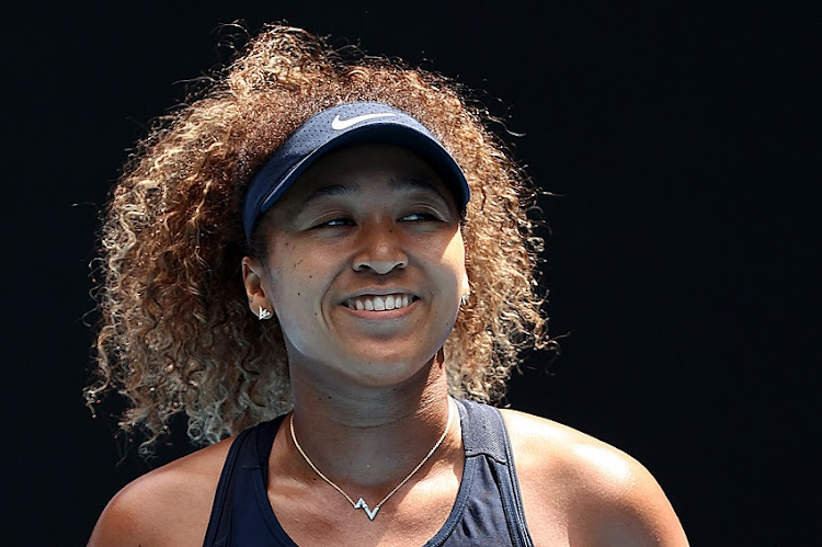 Naomi Osaka of Japan reacts in her Women's Singles Quarterfinals match against Su-Wei Hsieh of Chinese Taipei during day nine of the 2021 Australian Open at Melbourne Park on February 16, 2021 in Melbourne, Australia.