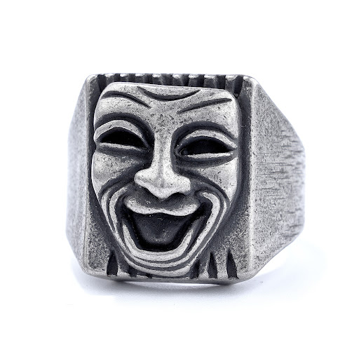 Title 4, Hip Hop Street Grimace Skull Titanium Steel Rin...