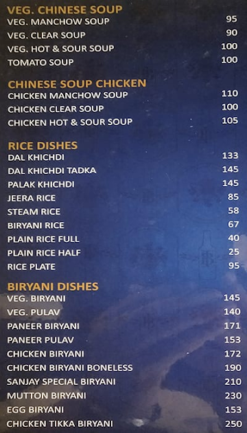 Sanjay Bar and Restaurant menu 