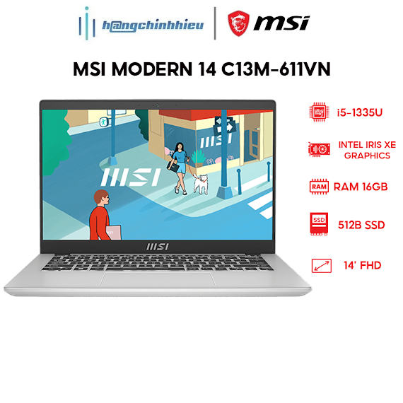 Laptop Msi Modern 14 C13M - 611Vn I5 - 1335U | 16Gb | 512Gb | Intel Iris Xe Graphics | 14' Hàng Chính Hãng