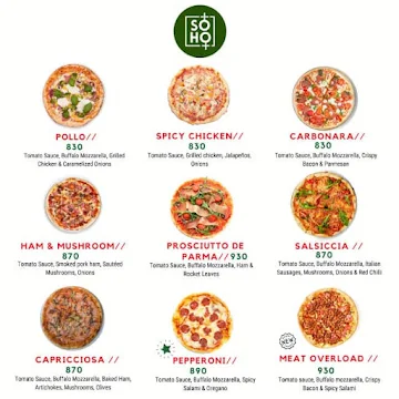 Soho Pizzeria menu 