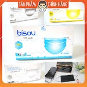 Khẩu Trang Y Tế Bisou Trắng, Đen, Xám, Xanh, Vàng 4 Lớp - Hộp 50 Cái