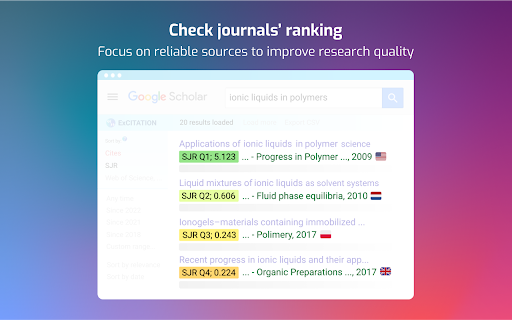 ExCITATION journal ranking in Google Scholar™