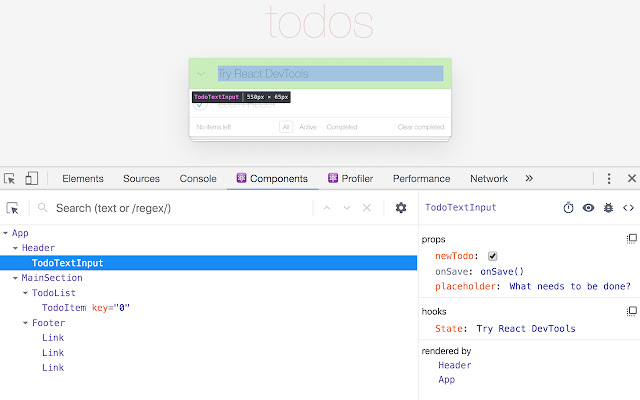 React Developer Tools chrome extension