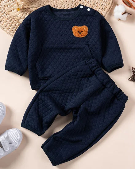 Autumn Baby Clothes Set Baby Cute Bear Pattren Warm Costu... - 1