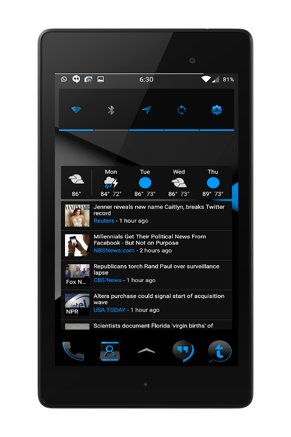 Blak Azurro  CM12 Theme - screenshot