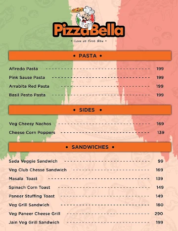 Pizza Bella menu 