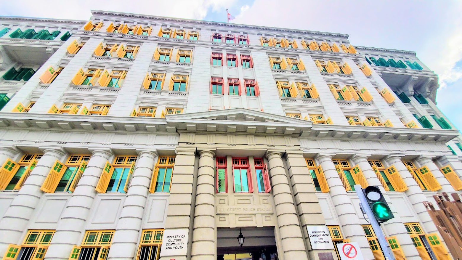 Old Hill Street Police Station, the building with the colorful rainbow windows