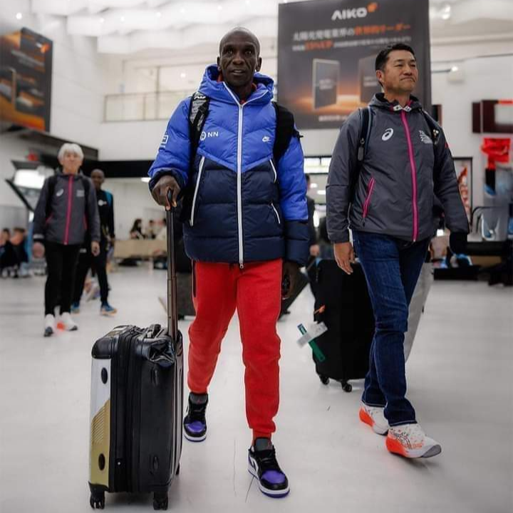 Eliud Kipchoge when he arrived in Japan.