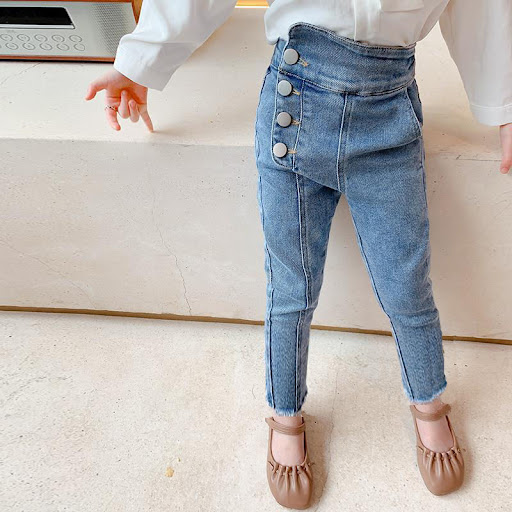 Title 2, High-waist Korean Denim Trousers for Women, Ela...