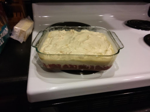 Red velvet cake with the diabetic friendly icing. Sooo good! Made it for my husband's birthday.