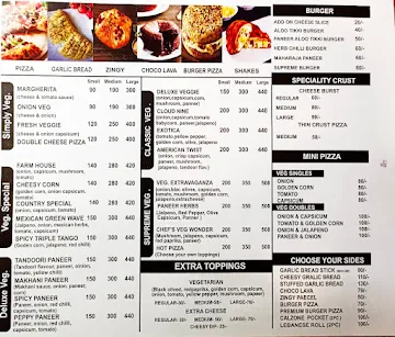 The Hot Pizza menu 