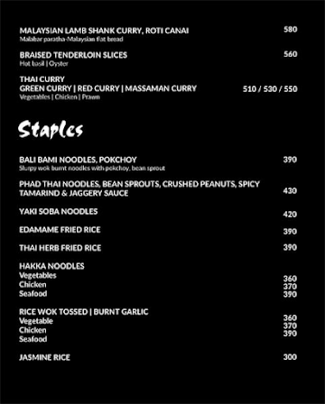 The Red Ginger menu 