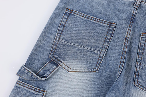 Title 7, Washed And Worn Straight Cargo Jeans. Comfortab...