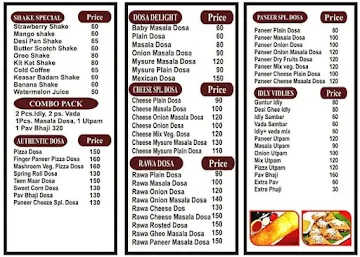 Variety Dosa menu 