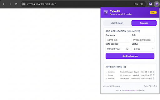 TailorFit — Resume Match & Application Tracker screenshot 4